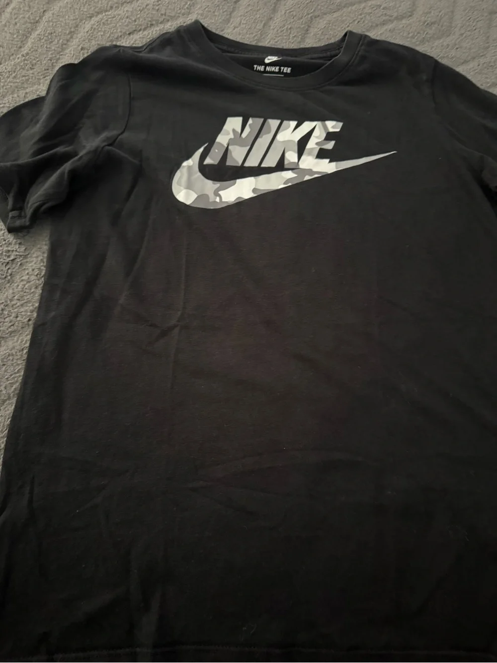 Nike Black T-Shirt with Gray Camo Graphic